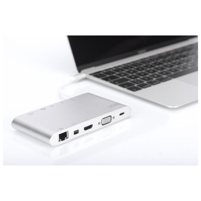 Digitus docking station usb tipo c con usb 3.1 tipo c, hdmi 4k, minidp, vga, 1 x usb 3.1, 3x usb3.0, rj45, microsd, sd-mmc