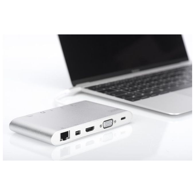 Digitus docking station usb tipo c con usb 3.1 tipo c, hdmi 4k, minidp, vga, 1 x usb 3.1, 3x usb3.0, rj45, microsd, sd-mmc