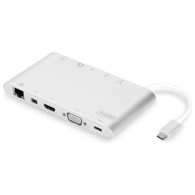 Digitus docking station usb tipo c con usb 3.1 tipo c, hdmi 4k, minidp, vga, 1 x usb 3.1, 3x usb3.0, rj45, microsd, sd-mmc