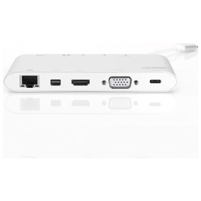 Digitus docking station usb tipo c con usb 3.1 tipo c, hdmi 4k, minidp, vga, 1 x usb 3.1, 3x usb3.0, rj45, microsd, sd-mmc