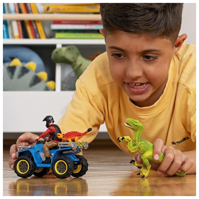 Schleich Dinosaurs Fuga sul Quad dal Velociraptor