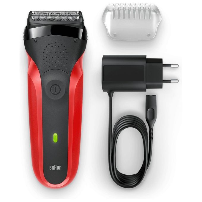 Braun Series 3 300s Foil Shaver Trimmer Rasoio elettrico da barba Rosso