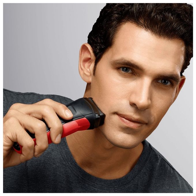 Braun Series 3 300s Foil Shaver Trimmer Rasoio elettrico da barba Rosso