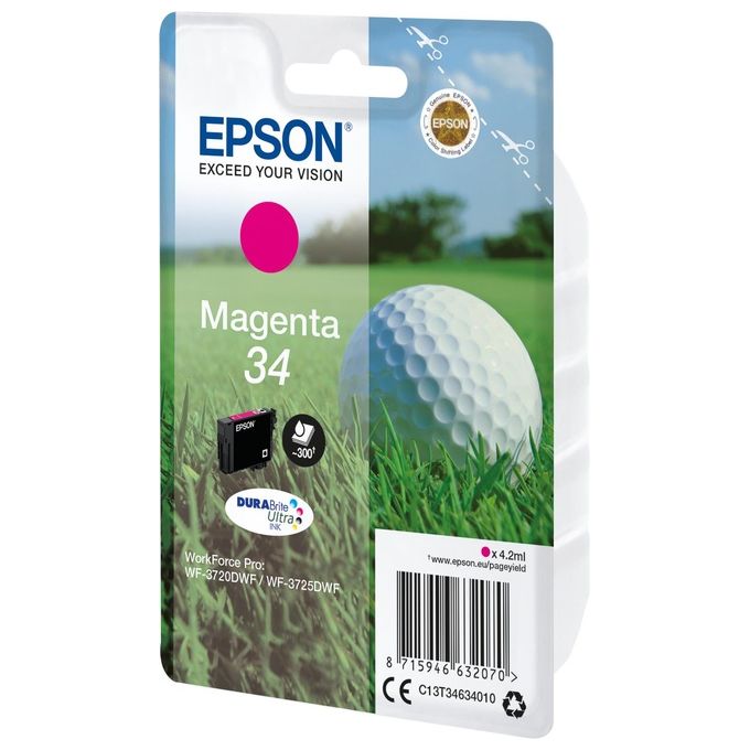 Epson C13T34634010 DURABrite Ultra Cartuccia di inchiostro Inkjet 4,2 ml compatibile WF-3720DWF WF-3725DWF colore Magenta