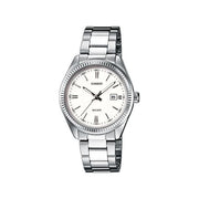 Casio Orologio da Polso Analogico con Date Display Vetro Minerale Bracciale in Acciaio con Chiusura di Sicurezza