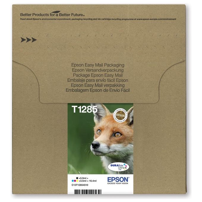 Epson T128 Serie Volpe, Cartuccia originale getto d'inchiostro DURABrite Ultra, Formato Standard, Multipack 4 Colori