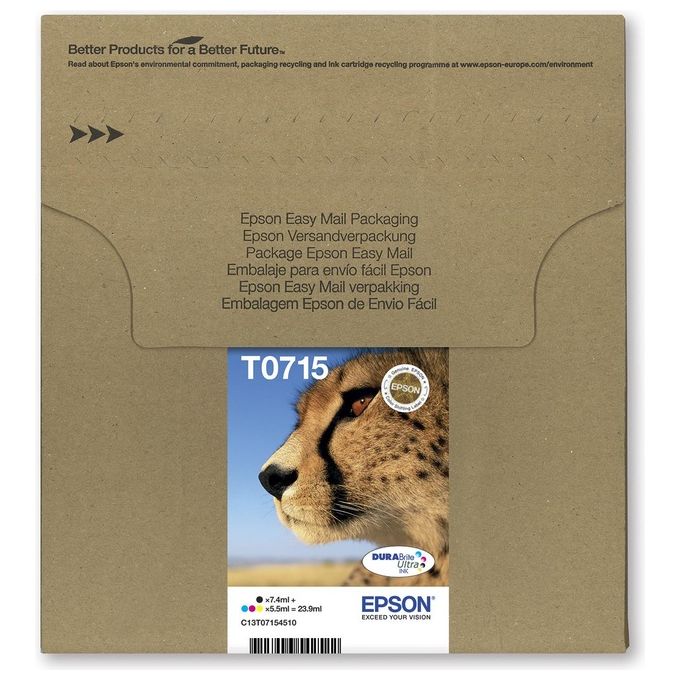 Epson T0715 Serie Ghepardo Cartuccia Originale, Multipack, 4 Colori, FFP