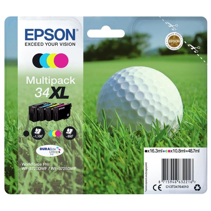 Epson Multipack 34xl pallina da Golf 4 Colori per Wf-3720dwf