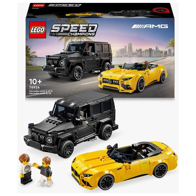 LEGO Speed Champions Mercedes-AMG G 63 e Mercedes-AMG SL 63 Macchine Giocattolo da Costruire 2 Modellini di Auto per Bambini e Bambine da 10 Anni con Minifigure di Piloti Regalo di Compleanno 76924