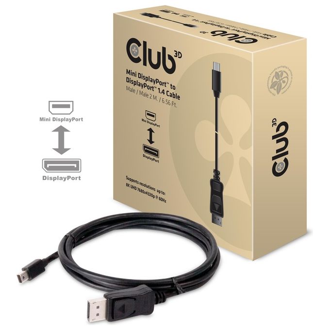 Club3d Cavo Mini Displayport 1.4 Maschio a Displayport 1.4 Maschio 2mt