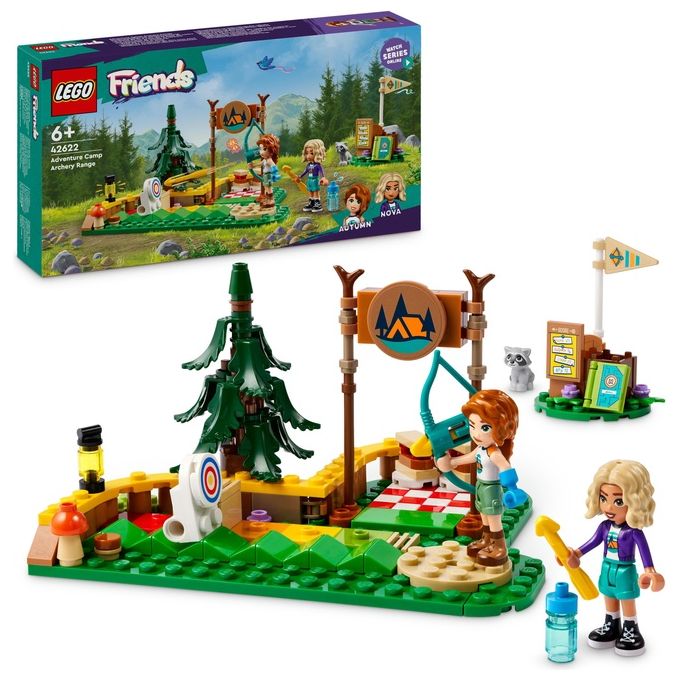 LEGO Friends Tiro con l'Arco al Campo Avventure Giochi Sportivi per Bambine e Bambini da 6 Anni in su con Arco e Frecce Giocattolo 2 Mini Bamboline e un Procione Idee Regalo di Compleanno 42622