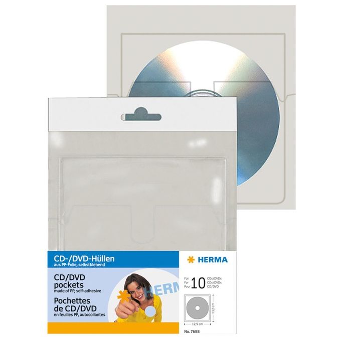 Herma Buste Cd-Dvd Autoadesive 1 Cd-dvd 10 Pezzi Trasparente
