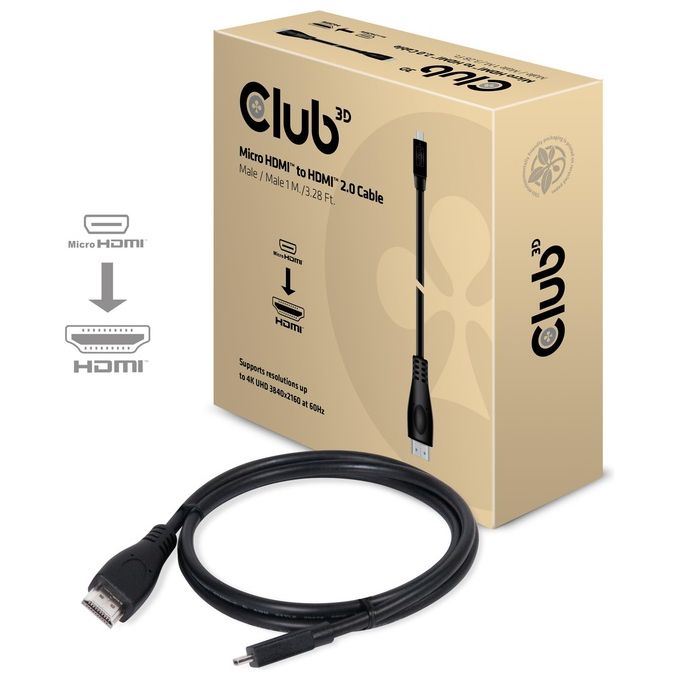 Club3D Cavo Micro Hdmi a Hdmi 2.0 M-M 1mt
