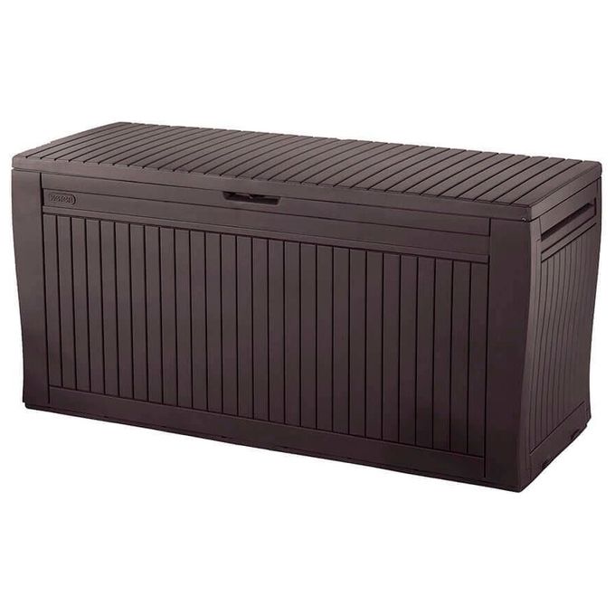 Keter Baule Box Portattrezzi da Esterno Comfy in Marrone per Organizzazione e Stoccaggio Sicuro ?117 x 45 x 57 cm