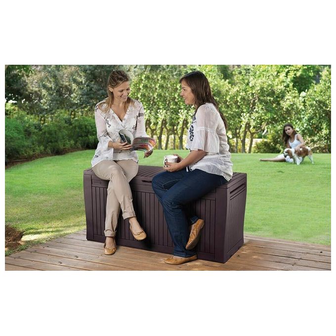 Keter Baule Box Portattrezzi da Esterno Comfy in Marrone per Organizzazione e Stoccaggio Sicuro ?117 x 45 x 57 cm