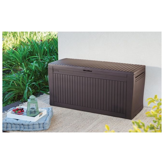 Keter Baule Box Portattrezzi da Esterno Comfy in Marrone per Organizzazione e Stoccaggio Sicuro ?117 x 45 x 57 cm
