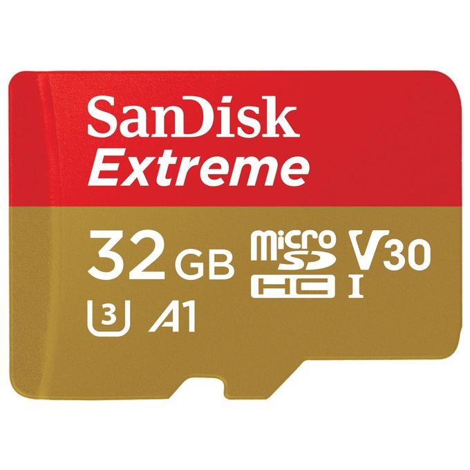SanDisk Extreme 32 GB microSDHC + SD Adapter Up to 100 MB-s, Class 10, UHS-I, U3, V30