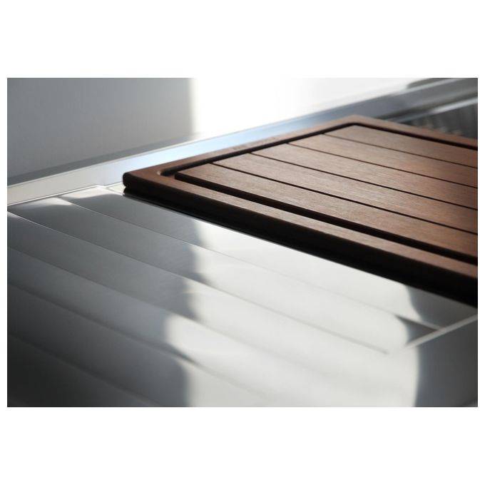 Foster 4503 051 Stripe Lavello Acciaio Inox Spazzolato da incasso Semifilo Gocciolatoio a Sinistra 2 Vasche 117,3x51,3cm