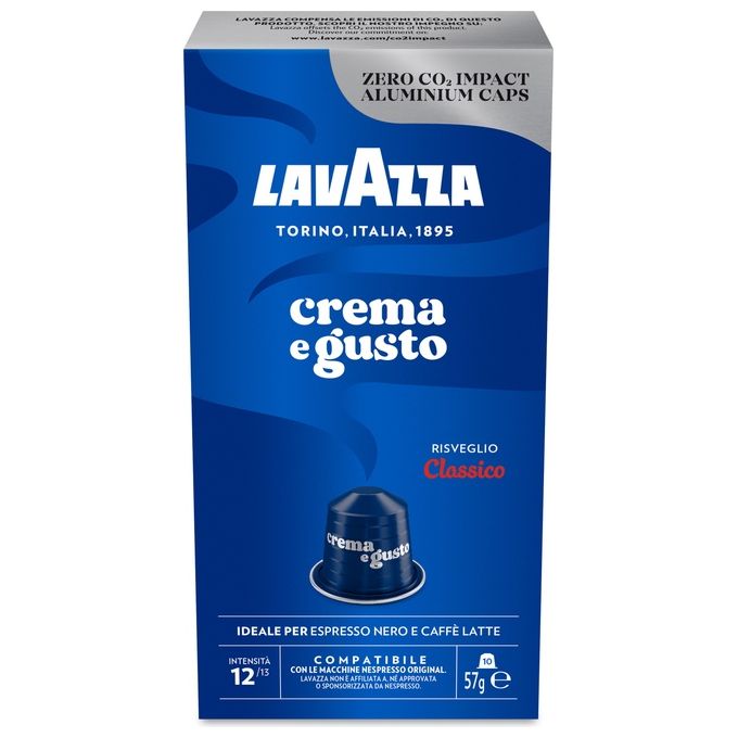 Lavazza LAVAZ-08672 Crema e Gusto Classico Capsule Caffe' Compatibili Nespresso Original Arabica Robusta Intensita' 12 10 Capsule