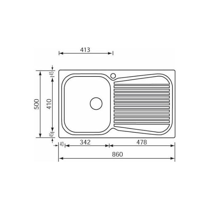 CM 011643DCSSP Lavello IX Matico 3'' 86X50 1 Vasca a destra
