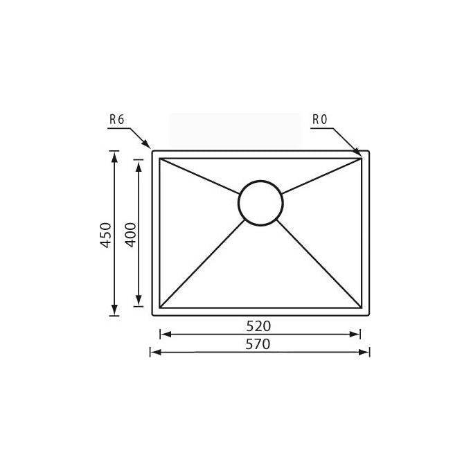 CM 011908XCSSP Serie FiloQuadra 3'' Lavello Acciaio Inox Satinato da Incasso Slim 1 vasca 57x45cm