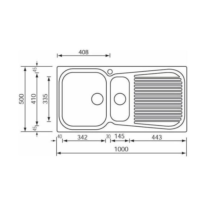 CM 011645DCSSP Lavello IX Matico 3'' 100X50 2 vasche a destra