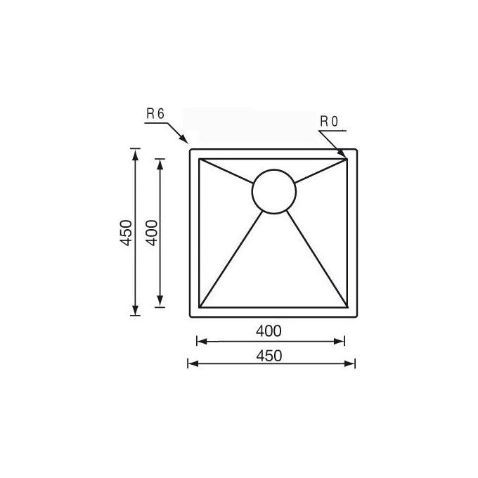 CM 011911XCSSP Serie FiloQuadra 3'' Lavello Acciaio inox satinato da incasso sottotop 1 vasca 45x45cm
