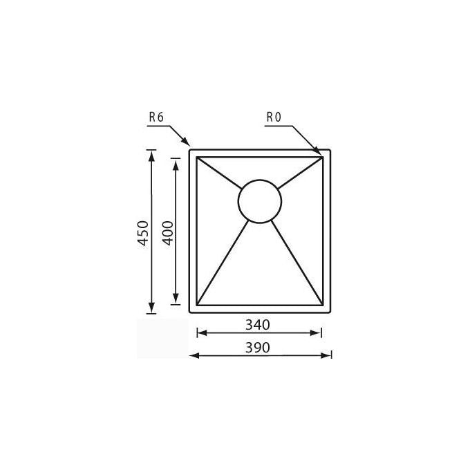 CM 011914XCSSP Lavello IX Filo Quadra 3'' 39X45X19