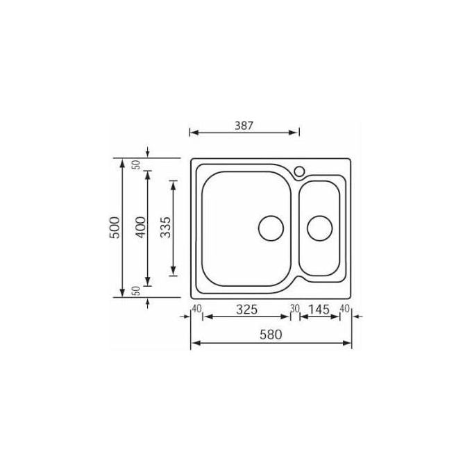 CM 011692DCSSP Lavello IX Matico 3'' 58X50 2 vasche a destra