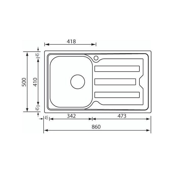 CM Lavello IX Cristal 3'' 86X50 1 vasca a sinistra