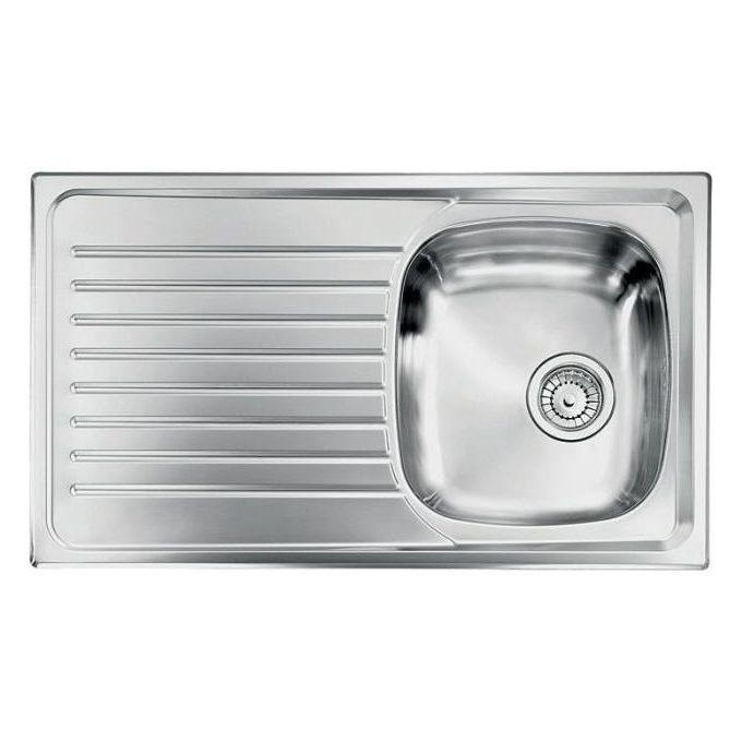 CM 010443DCSSX Serie Siros 3'' Lavello Acciaio Inox Satinato da Incasso Gocciolatoio a Sinistra 1 Vasca 86X50cm