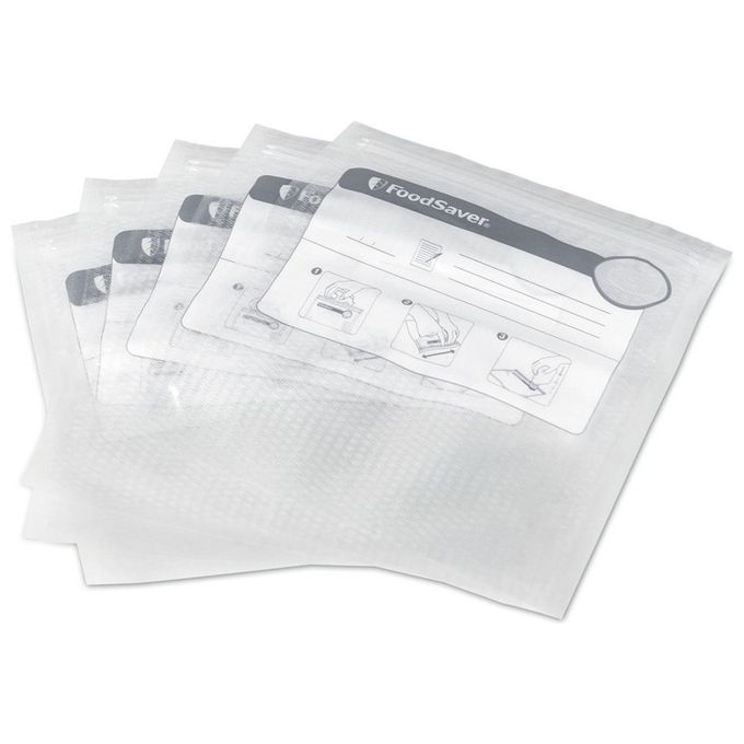 Foodsaver Busta 26 Sacchetti 20x22cm con Zip Riutilizzabili