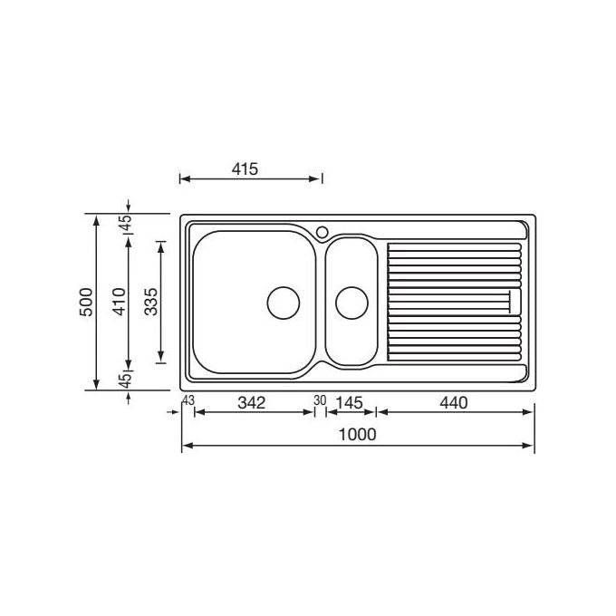 CM 011275DCSSP Lavello IX Zenith 3'' 100X50 2 vasche a destra
