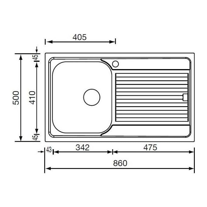 CM 011203SCSSP Lavello IX Filoslim 3'' 86X50 1 Vasca a sinistra