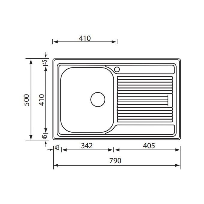CM 011291SCSSX Lavello IX Zenith 3'' 79X50 1 Vasca a sinistra
