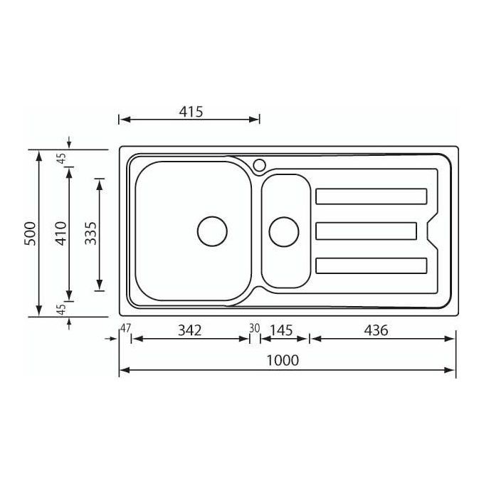 CM Lavello IX Cristal 3'' 100X50 2 vasche a sinistra