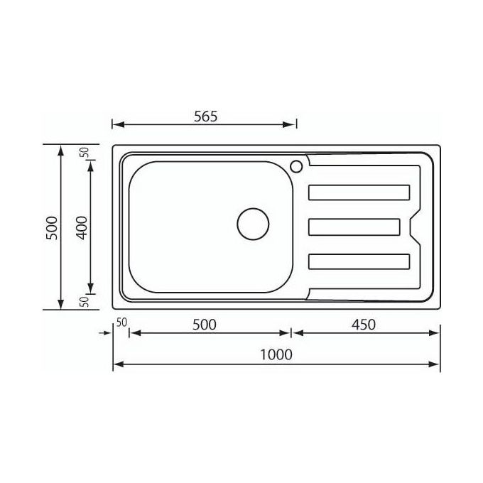 CM Lavello IX Cristal 3'' 100X50 1 vasca a destra