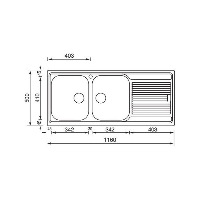 CM Lavello IX Zenith 3'' 116X50 2 vasche a destra