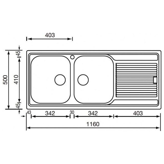 CM 011227SCSSP Serie Zenith 210 3'' Lavello Acciaio Inox Satinato da Incasso Gocciolatoio a Destra 2 Vasche 116X50cm