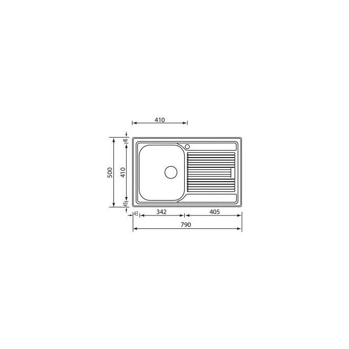 CM 011241SCSSX Serie Zenith 3'' Lavello Acciaio Inox Satinato da incasso Gocciolatoio a Destra 1 Vasca a sinistra 79X50cm