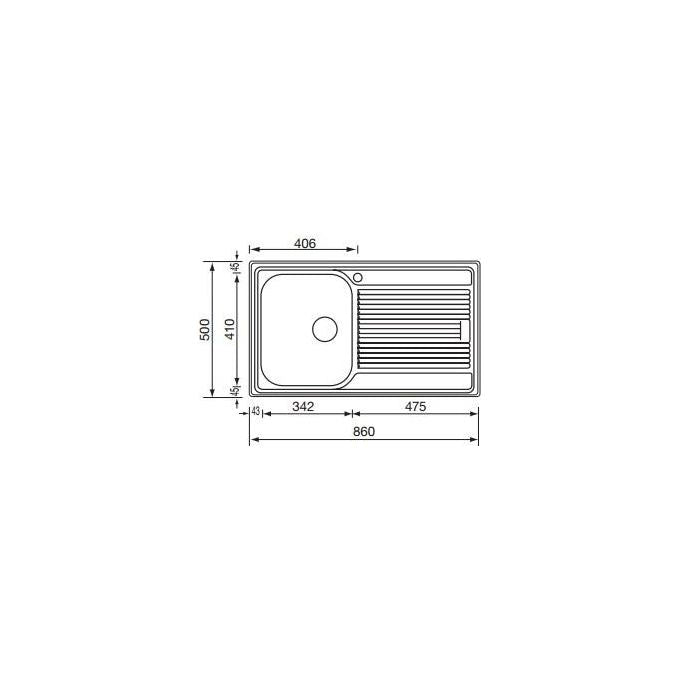 CM 011243SCSSX Zenith Lavello da incasso 1 vasca con gocciolatoio 86x50 cm Acciaio Inox Sopratop colore Inox Satinato