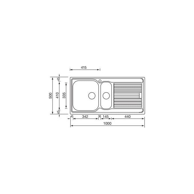 CM 011245SCSSP Serie Zenith 3'' Lavello Acciaio Inox Satinato da incasso Gocciolatoio a Destra 1 Vasca+Vaschetta 100X50cm