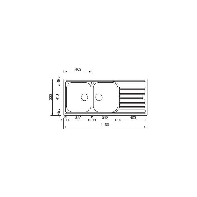 CM 011247DCSSX Lavello IX Zenith 3'' 116X50 2 vasche a destra