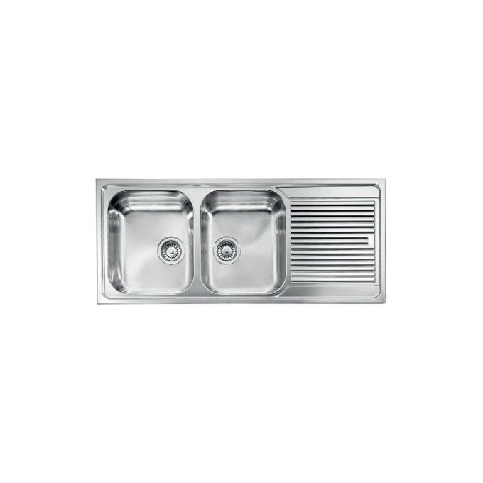 CM 011247SCSSX Serie Zenith 3'' Lavello acciaio inox satinato da Incasso Gocciolatoio a Destra 2 vasche 116X50cm