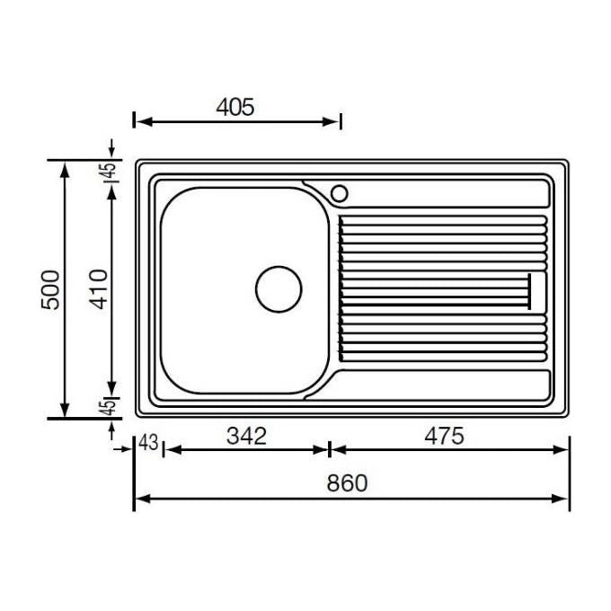 CM 011253DCSSP Lavello IX Zenith Plus 3'' 86X50 1 Vasca a destra