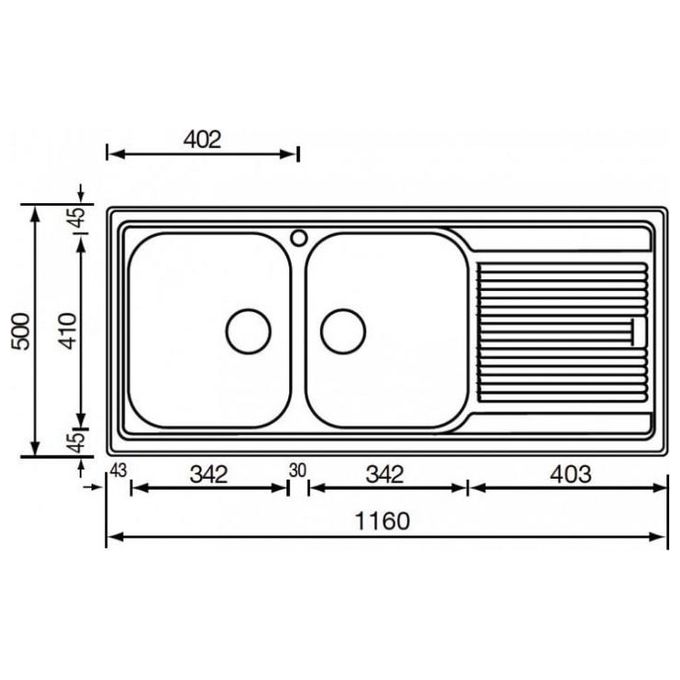 CM 011257DCSSP Lavello IX Zenith Plus 3'' 116X50 2 vasche a destra