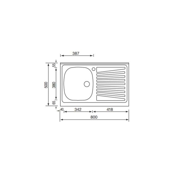 CM 031031DCSSX Serie IX Mondial Lavello Acciaio inox prelucidato da incasso Appoggio Gocciolatoio a Sinistra 1 Vasca 80X50cm