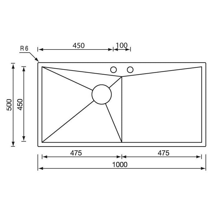 CM Lavello IX Space 3'' 100X50 1 vasca a destra