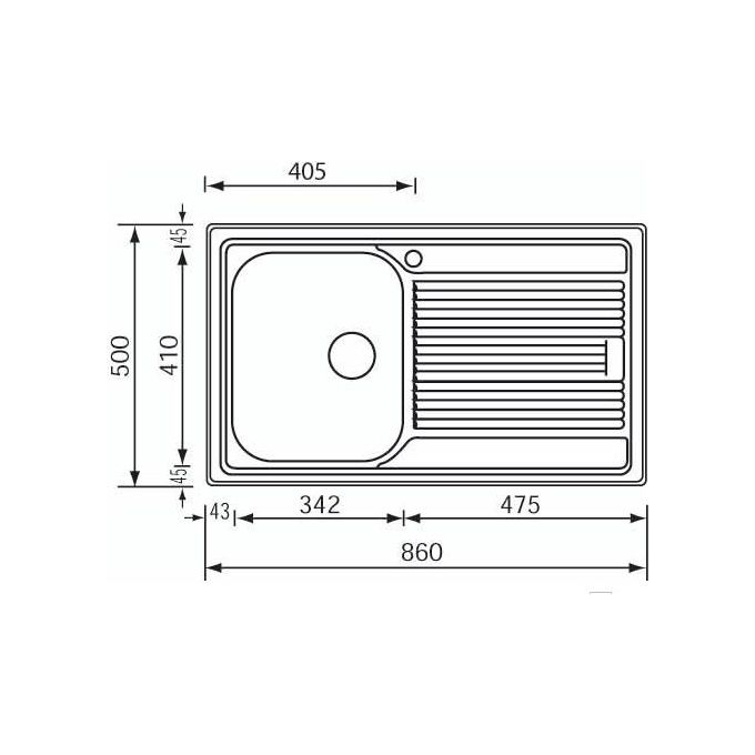 CM Lavello IX Zenith Plus 3'' 86X50 1 vasca a sinistra