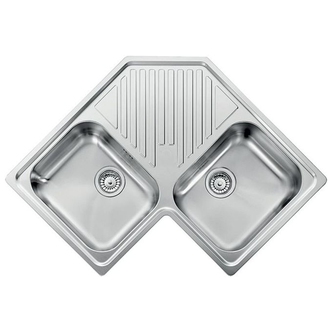 CM 011840XCSSP Serie Ilaria 3'' Lavello Acciaio Inox Satinato Angolare da incasso Gocciolatoio centrale 2 Vasche 83x83cm